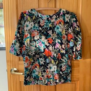 Silk 3/4 sleeve floral top